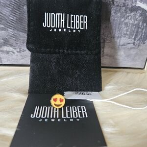 JUDITH LEIBER 14K Goldplated In Love Emoji Single Stud Earring NWT